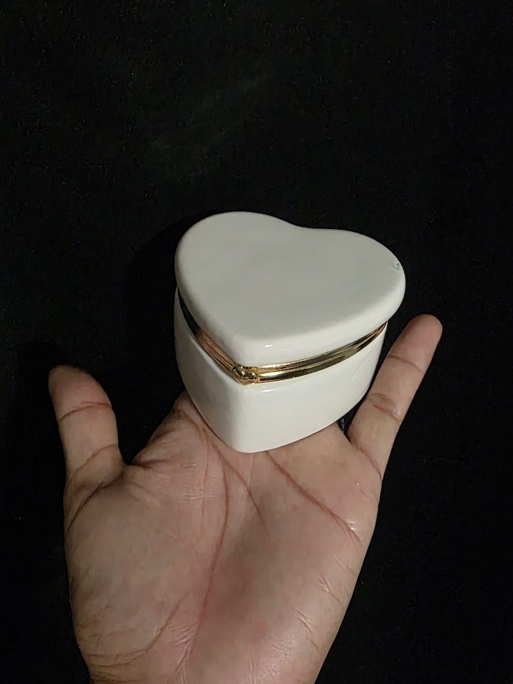 & Other Stories White Heart Trinket Box with Gold Trim
